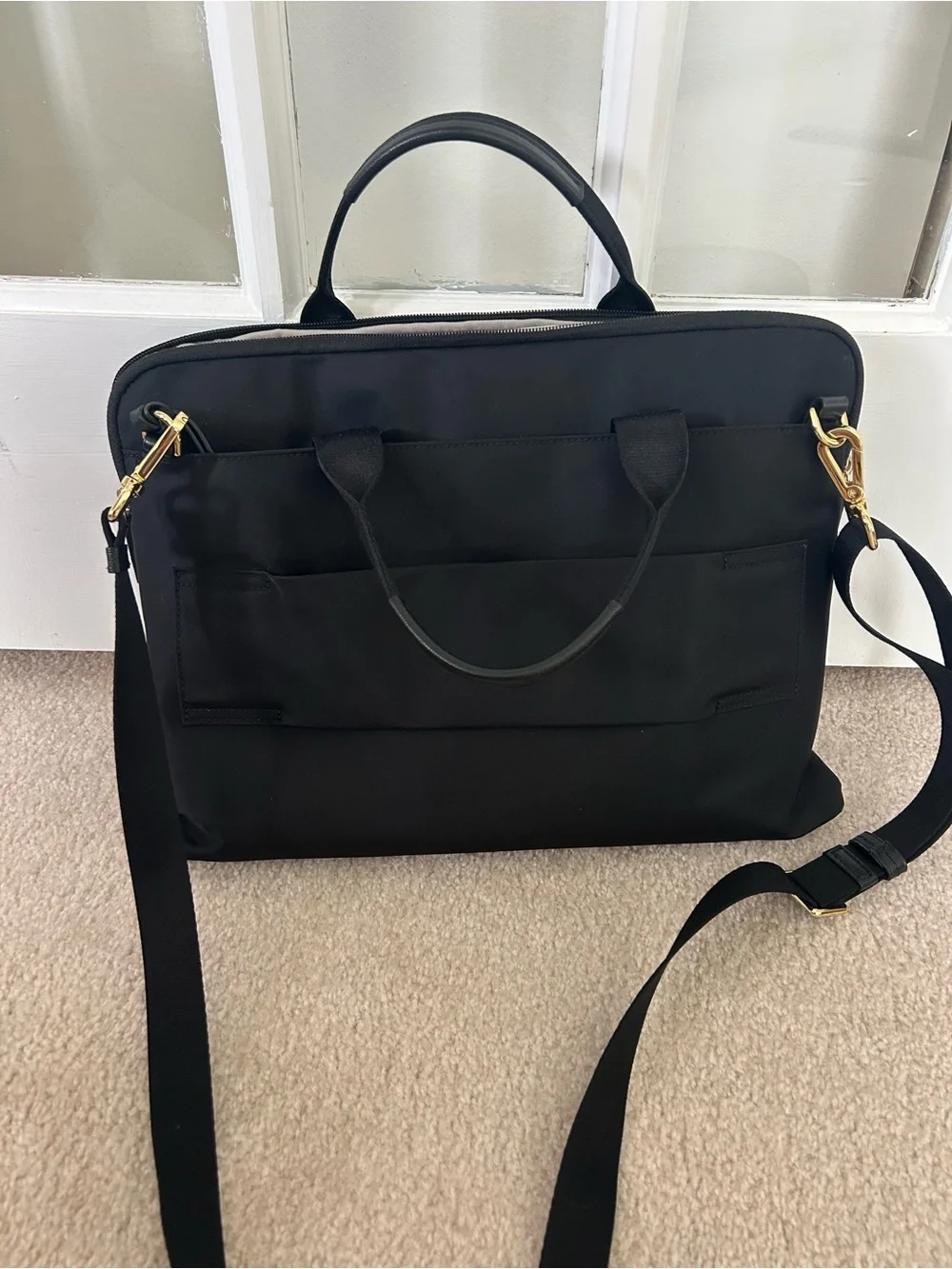 Tumi Black Laptop Briefcase with Gold Hardware Nylon